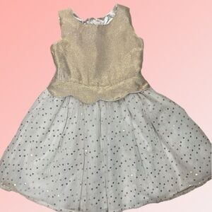 Cat and Jack Gold and White Glitter Dress size 7/8